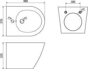 Mexen Lena bidet wiszący, czarny mat/złoty wzór linie - 35224877