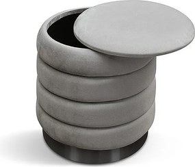 Szara pufa do przechowywania z tkaniny z efektem aksamitu - ARENDAL