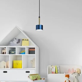 Niebiesko-złota wisząca lampa z abażurem - N019-Umer