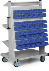 Mobilny stojak na pojemniki i narzędzie, ściana perforowana, 3 półki, pusty