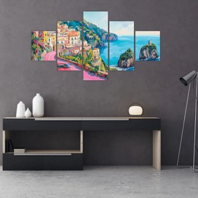 Obraz - Różowa droga przy wybrzeżu (125x70 cm)