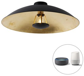 Inteligentna lampa sufitowa czarna ze złotem 60 cm z WiFi A60 - Emilienne Nowoczesny Oswietlenie wewnetrzne