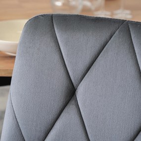 Zestaw Stół Okrągły Rozkładany HARRY 102-142 cm Dąb Craft/Czarny i 4 Krzesła Tapicerowane ROBIN Szare Nowoczesne