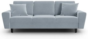 Jasnoniebieska aksamitna rozkładana/ze schowkiem sofa 235 cm Kyoto – Cosmopolitan Design