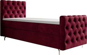 BEDANTE łóżko kontynentalne CHESTER PLUS 120x200 czerwony z materacem H3 i topperem łóżko z pojemnikiem, pojedyncze, hotelowe, do sypialni, ze schowkiem