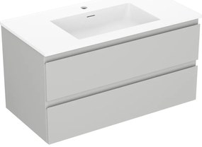 Mexen Orio szafka łazienkowa 90 cm z umywalką Otis, 2 szuflady, szara mat/biała mat - 91A10-09047-2-BFF62-W18M01