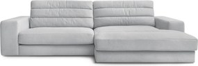 Jasnoszary aksamitny narożnik (prawostronny/z szezlongiem) Sierra – Bobochic Paris
