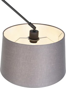 Lampa wisząca czarna z abażurem z lnu ciemnoszary 35 cm - Blitz