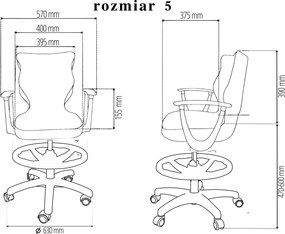 Krzesło szkolne Twist  WK+P z podłokietnikami i podnóżkiem rozmiar 5-6, podstawa czarna