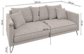Jasnobrązowa sofa z tkaniny szenilowej 200 cm Freya – Ropez