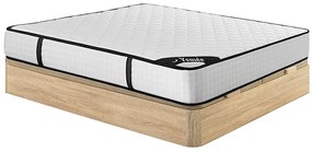 Zestaw 180 x 200 cm: stelaż skrzyniowy w jasnym naturalnym kolorze + materac z 7-strefowymi sprężynami kieszeniowymi i pianką memory o grubości 22 cm – LUREAN od YSMÉE