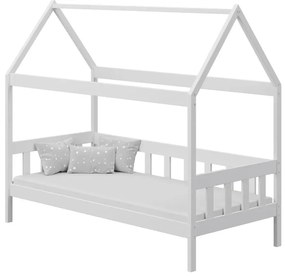 Białe łóżko domek z materacem G1-S71