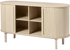 Komoda w dekorze dębu z drzwiami przesuwnymi w naturalnym kolorze 140x76x45 cm Meta – Unique Furniture
