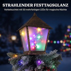 Outsunny Świąteczna latarnia uliczna na zewnątrz z lampkami LED, obsypanymi śniegiem końcówkami, czerwonymi jagodami i szyszkami | Aosom PL