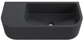 Umywalka betonowa wisząca / nablatowa półokrągła z półką bez otworu na baterię 65 x 30 cm LARMO | różne kolory : Kolor - Czarny, Typ montażu - podwieszana