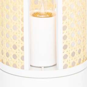 Orientalna lampa stołowa biała z rattanu 12 cm - Akira Retro Oswietlenie wewnetrzne