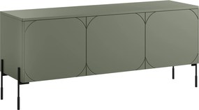 Szafka RTV trzydrzwiowa Sonatia na metalowych nogach 150 cm - oliwka