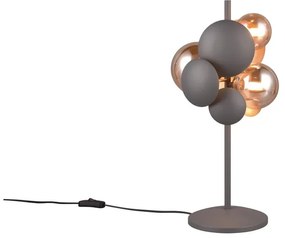 Lampa stołowa w szaro-złotym kolorze ze szklanym kloszem (wys. 50 cm) Bubble – Trio Select