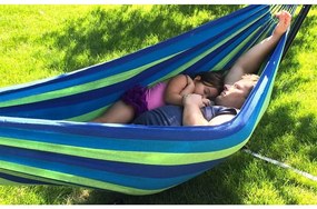 Niebiesko-zielony hamak HAMMOCK dla 2 osób 200x150 cm