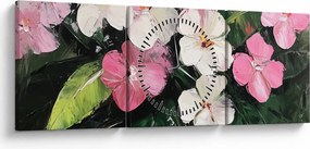 Obraz - Różowe i białe kwiaty (z zegarem) (90x30 cm)