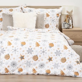 4Home Flanelowa pościel Golden Xmas Night, 140 x220 cm, 70 x 90 cm, 140 x 220 cm, 70 x 90 cm