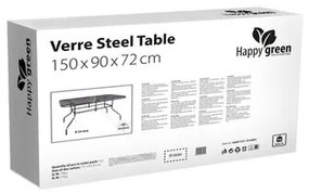 Happy Green Stół ogrodowy ze szklanym blatem Verre, 150 x 90 x 72 cm