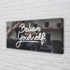 Fotoobraz na płótnie Człowiek i Motywujące Hasło