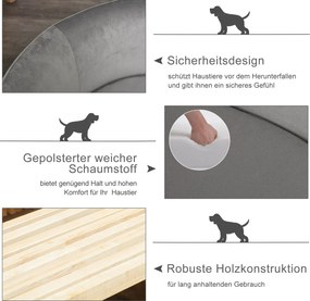 PawHut Sofa dla zwierząt domowych Sofa dla psa koty psy drewno brzozowe nowoczesna jasnoszary