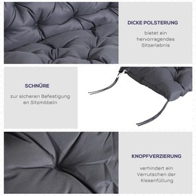 Outsunny Poduszka na Ławkę Huśtawkę Ogrodową Szara 98x100x8 cm Idealna do Komfortowego Siedzenia | Aosom PL