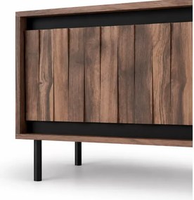 Stolik RTV Madera RTV-1 – Nowoczesny stolik pod telewizor w kolorze orzechowym z czarnymi metalowymi nogami