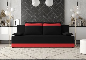 Czarno-czerwona sofa rozkładana z pojemnikiem D7-K62