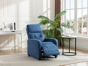 Fotel z funkcją relax tapicerowany niebieski – JARAMILO