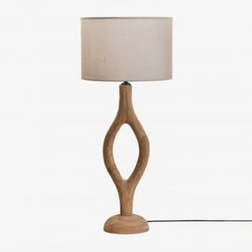 Lampa Stołowa Z Drewna Mango Gracia Drewno Mango & Jasnoszary Taupe Ø30 Cm - ↑25 Cm Arlina - Sklum