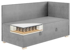 Szare narożne łóżko dziecięce ze schowkiem i materacem 90x200 cm Flexi – Ghado