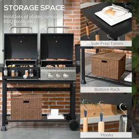 Outsunny Grill gazowy BBQ-Grill, z termometrem, płytkami podgrzewającymi, 161 x 53 x 101 cm, Czarny + Srebrny