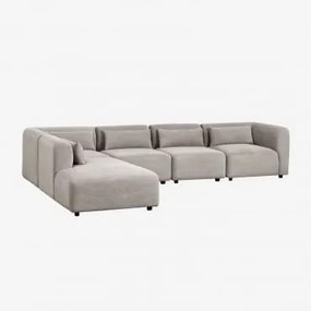 Sofa Modułowy 5-częściowy Z Lewym Szezlongiem Fogler Sztruks Jasny Szary Taupe - Sklum