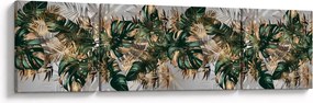 Obraz - Złoto - zielone tropikalne liście (170x50 cm)