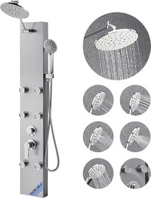 Kolumna Prysznicowa SucceBuy, z Głowicą Prysznicową z Efektem Deszczu, Systemem Panelu Prysznicowego Naściennego Wysokociśnieniowego, Baterią 3-funkcyjną