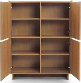 Komoda Vabres dąb karmel 98 cm 4 drzwi push to open nowoczesna laminowana stojąca skandynawska 16 mm ABS