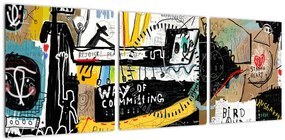 Obraz - Graffiti (z zegarem) (90x30 cm)