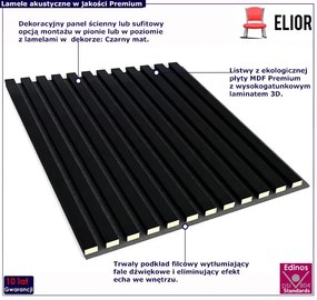 Panele akustyczne 6 szt. czarny mat N1-R04
