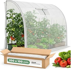 Szklarnia ogrodowa foliowa przyścienna 1 drzwi 1 okno Biała 100x200x210 cm