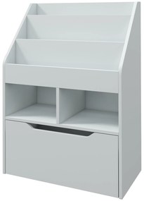 HOMCOM Regał Dziecięcy z Szufladą, Regał na Książki z Przegrodami, 60 x 29,9 x 90 cm, Szary