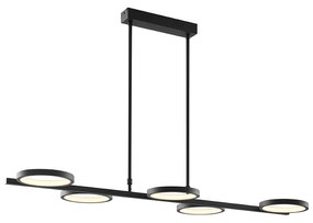 Nowoczesna lampa wisząca czarna z wbudowanym LED-em, 3-stopniowa regulacja jasności, 5-światłowa - Vivé Nowoczesny Oswietlenie wewnetrzne