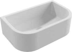 Umywalka betonowa półokrągła wisząca / nablatowa bez otworu na baterię 49 x 30 cm PALANGA | różne kolory : Kolor - Biały (beton), Typ montażu - podwieszana