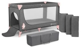 KINDERKRAFT JOY - turystyczne łóżeczko szaro-różowe