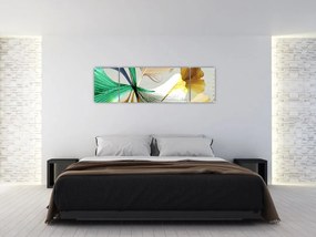 Obraz - Liście z piórami (170x50 cm)