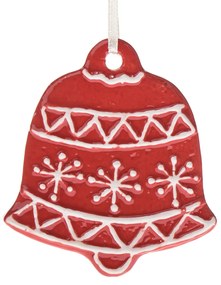 Ceramiczna zawieszka dekoracyjna Dzwonek, 9 x 8,7x 1 cm, czerwony piernik