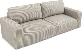 Beżowa sztruksowa rozkładana/ze schowkiem sofa 252 cm Kona – Makamii