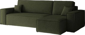 Narożnik BEST L z funkcją spania i pojemnikiem, tkanina Neve, Oliwkowy, Prawy